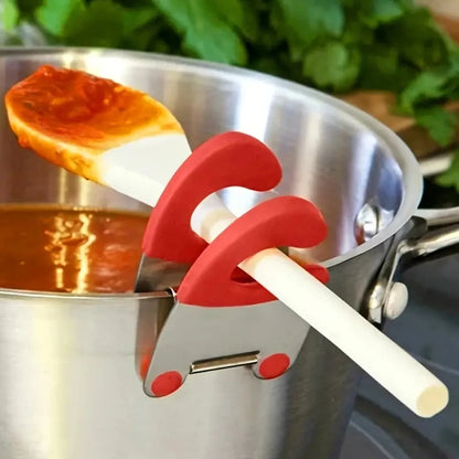 1Pc Bowl Clip Stainless Steel Pot Side Clips Anti-Scalding Spoon Holder Kitchen Bowl Clip Black Red