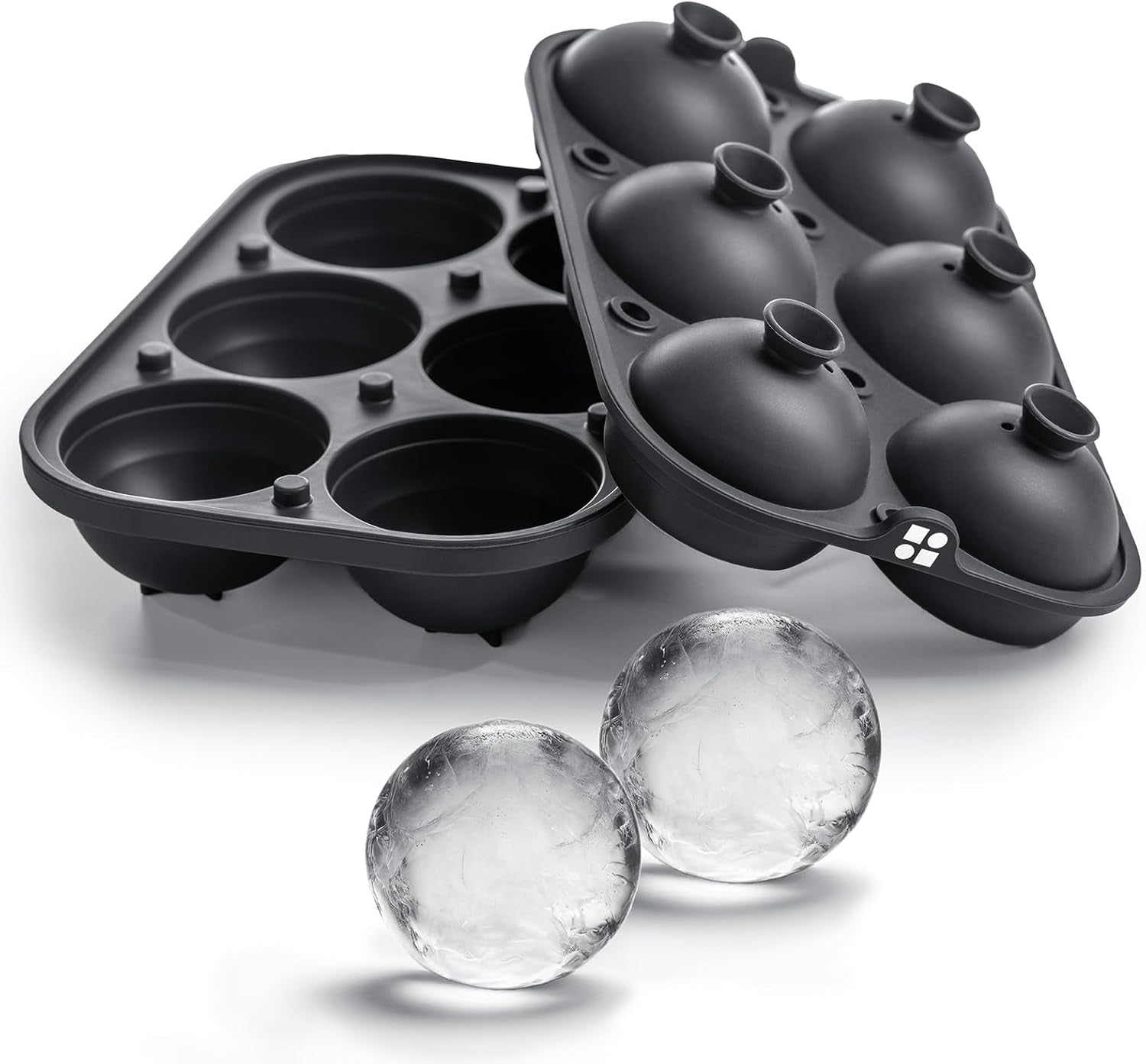 Ice Cube Molds – Large Silicone Ice & Sphere Mold Combo with Built-In Easy-Fill Funnel 2-Inch round & Square Whiskey Ice Molds for Cocktails & Bourbon